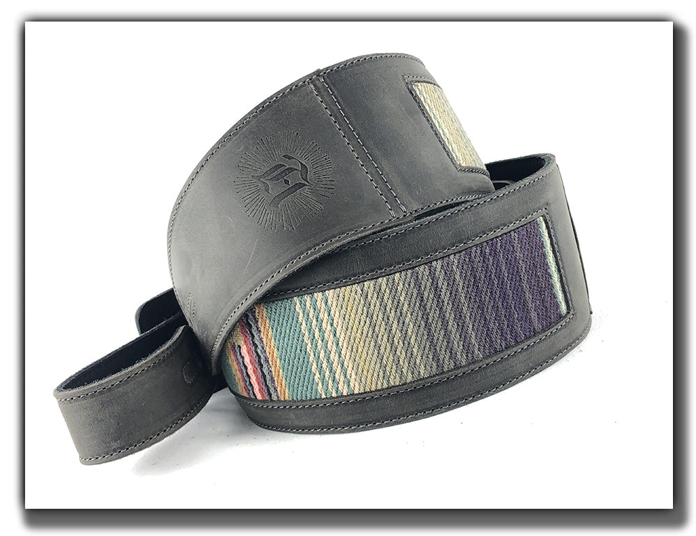 Guitar Strap | Mexican Blanket | Leather | Grey | El Camino