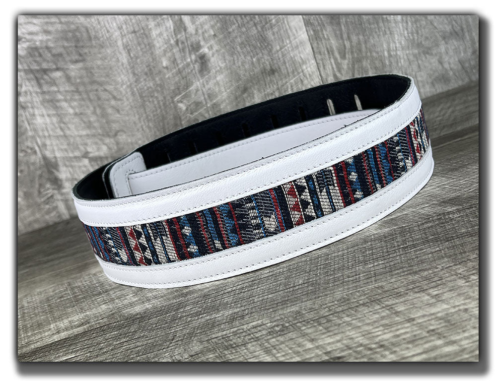 Americana - White Leather Guitar Strap - Numbered Limited Edition