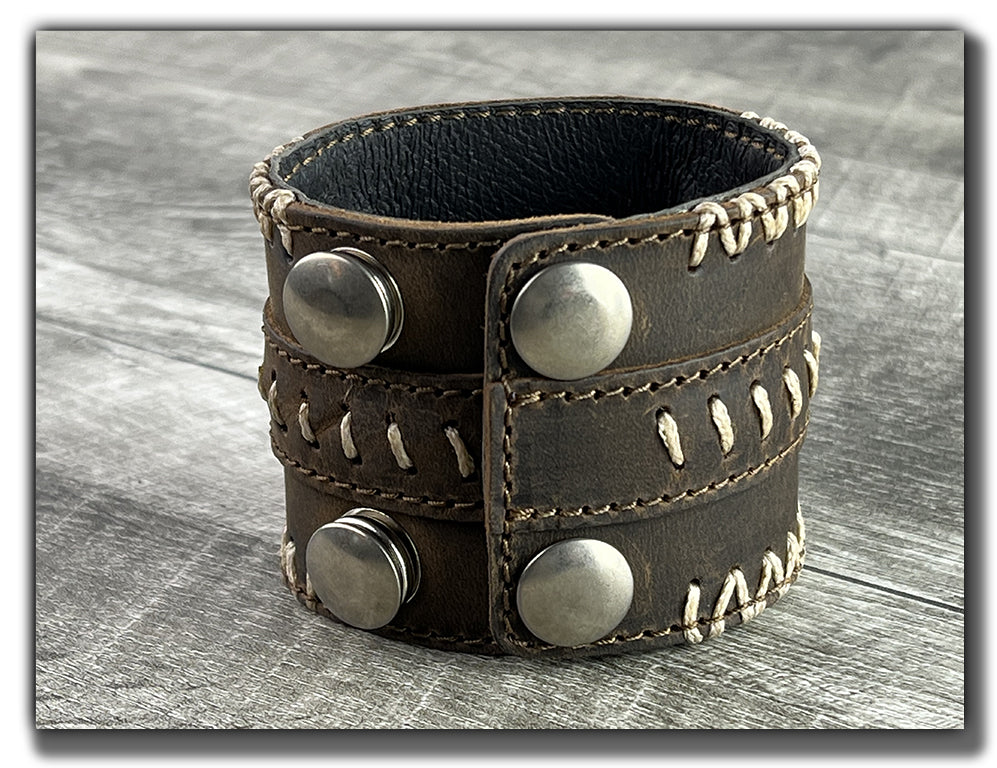 Cuff & Turned Leather Cord Bangle