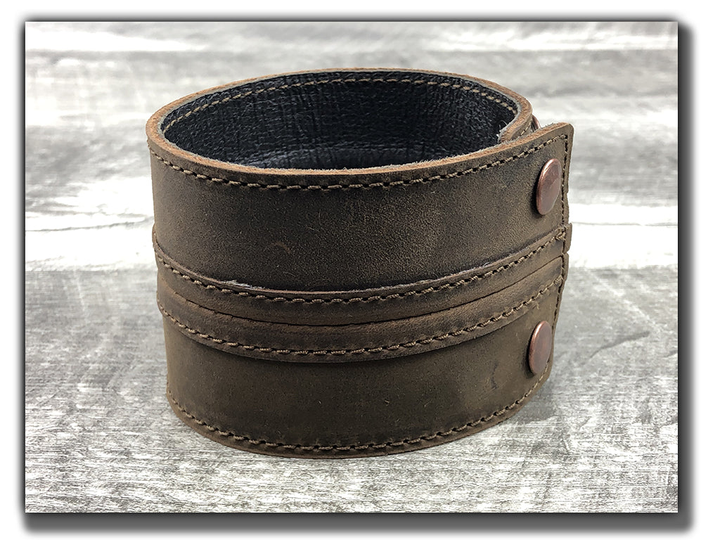 B-STOCK - "Straight Up" Leather Cuff - Large/X-Large, Whiskey Brown