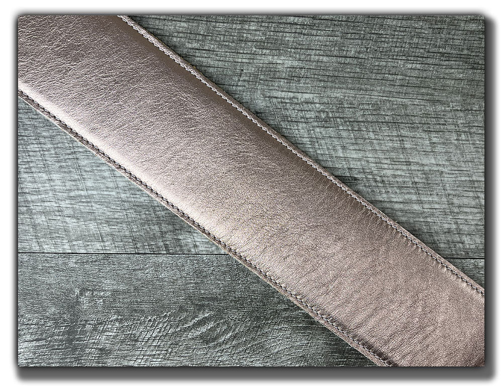 The Reticent - Rose Gold Leather Guitar Strap