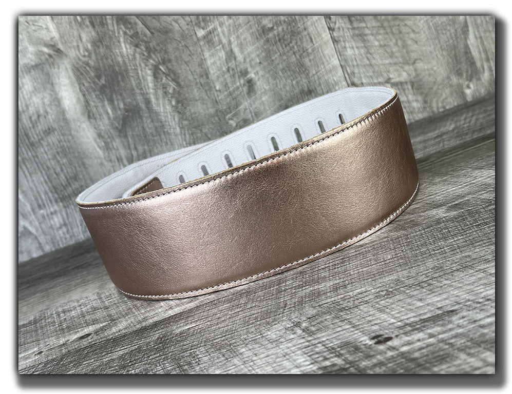 The Reticent - Rose Gold Leather Guitar Strap