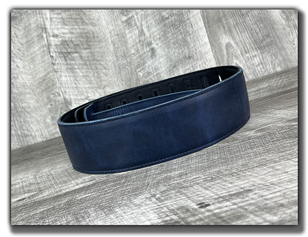 The Reticent - Sea Storm Blue Leather Guitar Strap