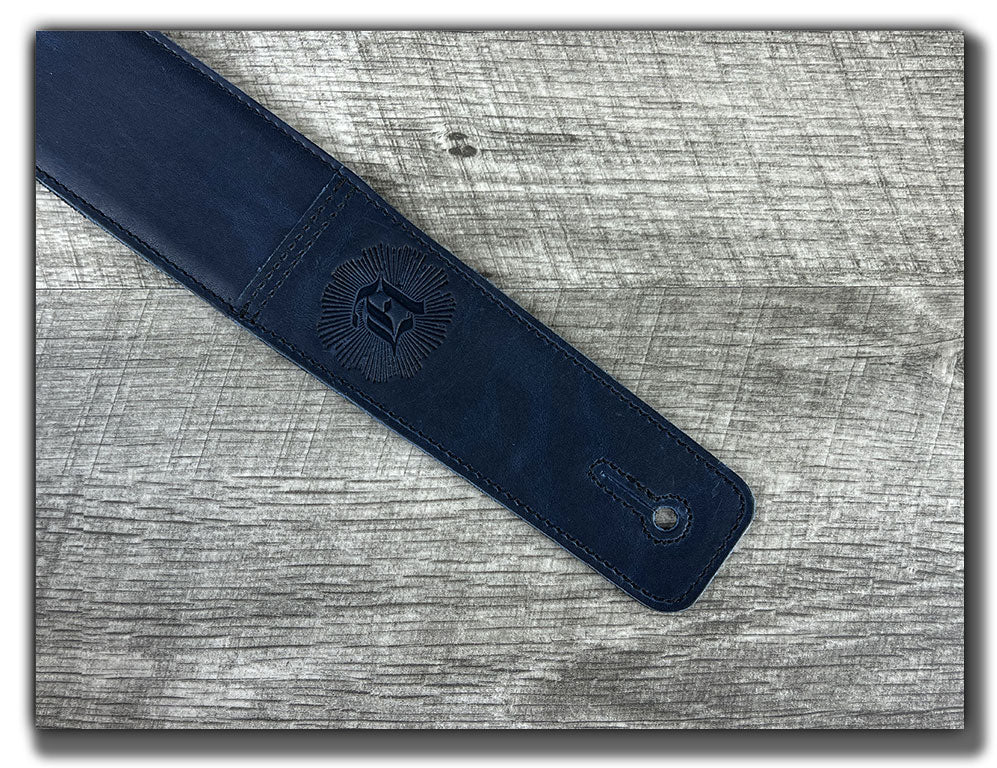 The Reticent - Sea Storm Blue Leather Guitar Strap