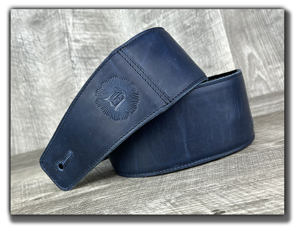 The Reticent - Sea Storm Blue Leather Guitar Strap