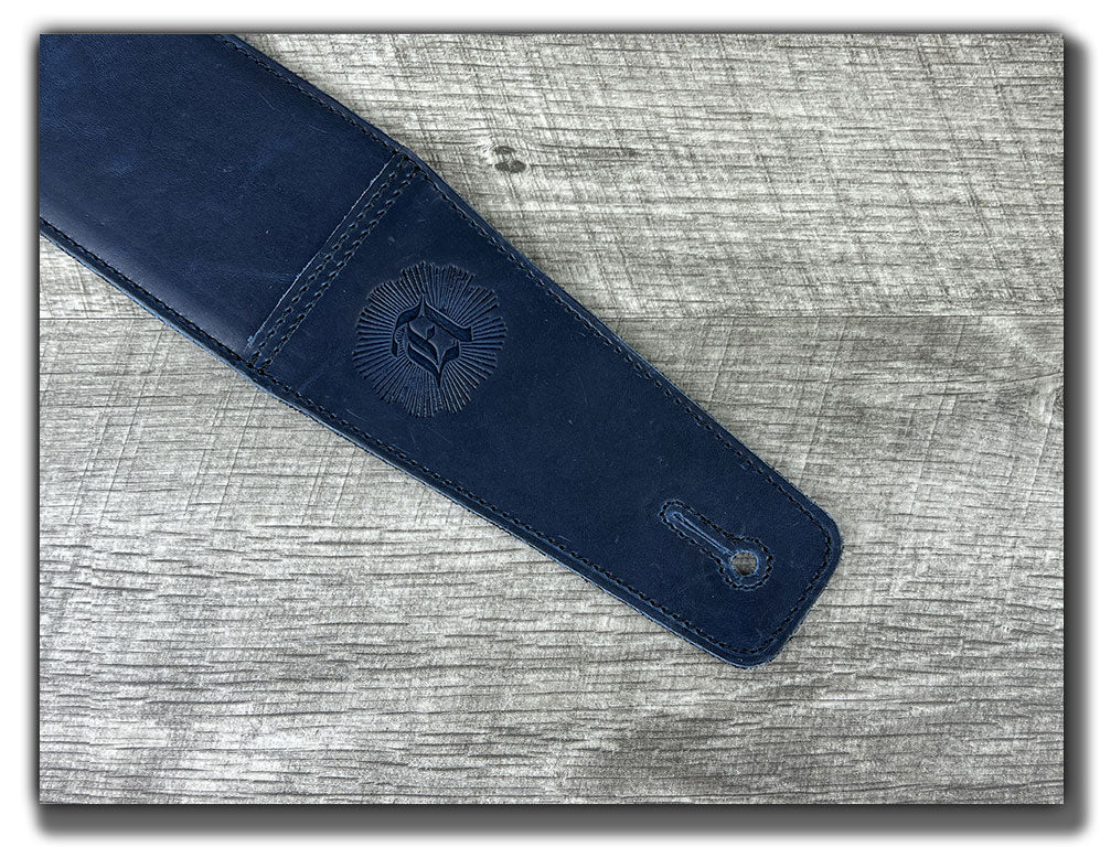 The Reticent - Sea Storm Blue Leather Guitar Strap