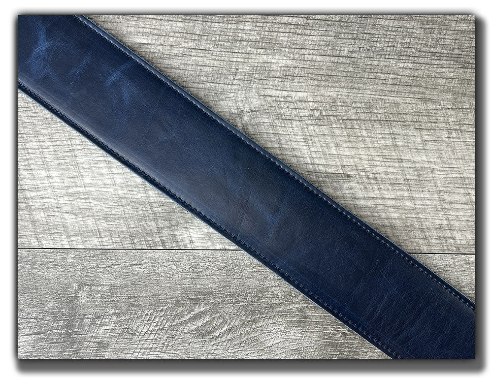 The Reticent - Sea Storm Blue Leather Guitar Strap