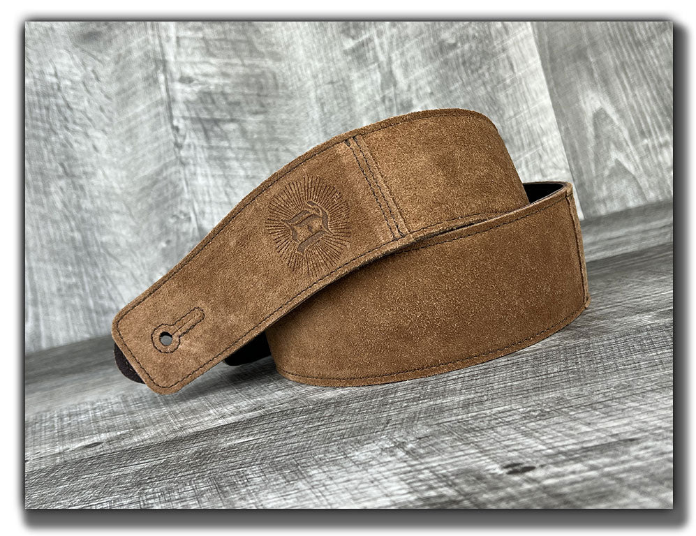 The Reticent - Sienna Suede Leather Guitar Strap