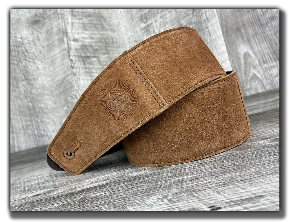 The Reticent - Sienna Suede Leather Guitar Strap