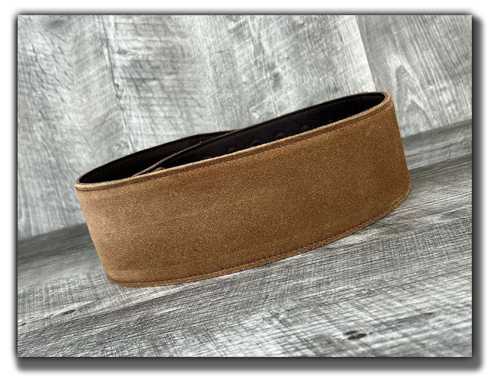 The Reticent - Sienna Suede Leather Guitar Strap