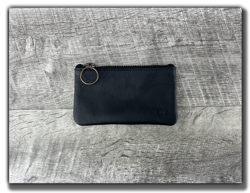 B-STOCK - Leather Zipper Pouch - Carbon Black, X-Small