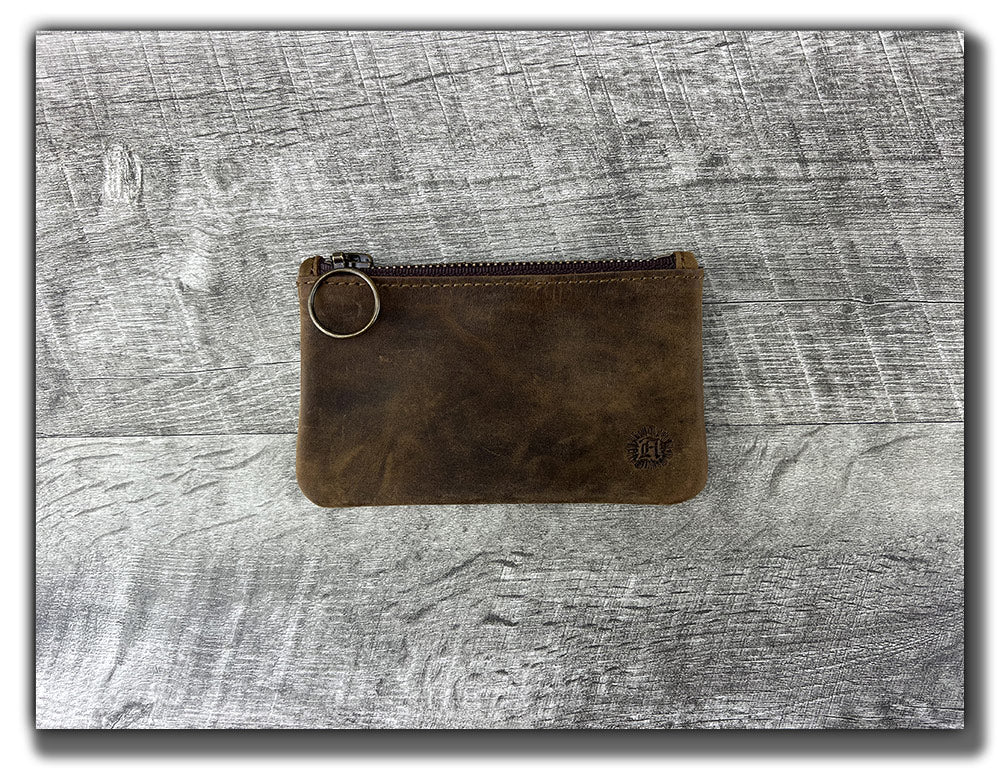 B-STOCK Leather Zipper Pouch - Whiskey Brown (Factory Second - Imperfect  Corners)