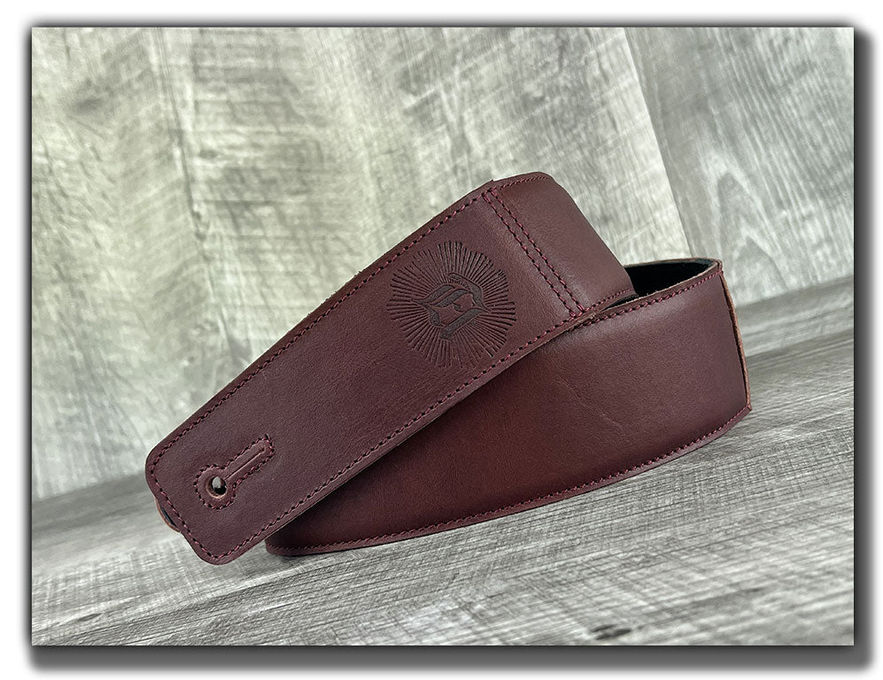 The Reticent - Ancho Chili Veg Tan Leather Guitar Strap