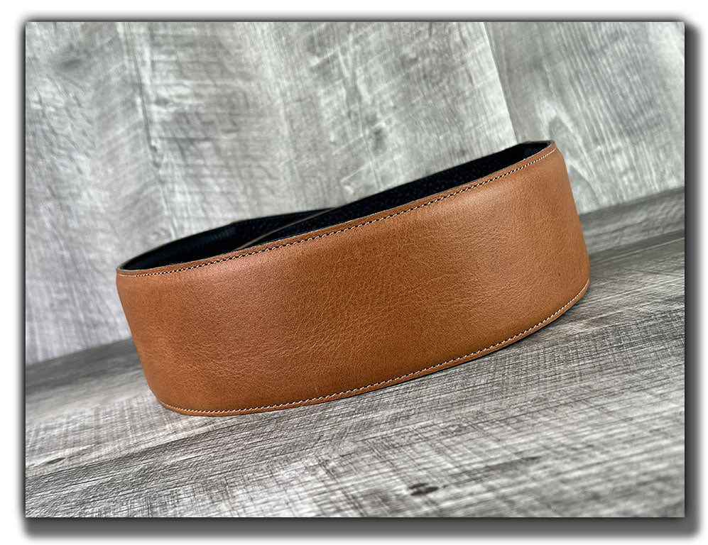 The Reticent - Pecan Veg Tan Leather Guitar Strap