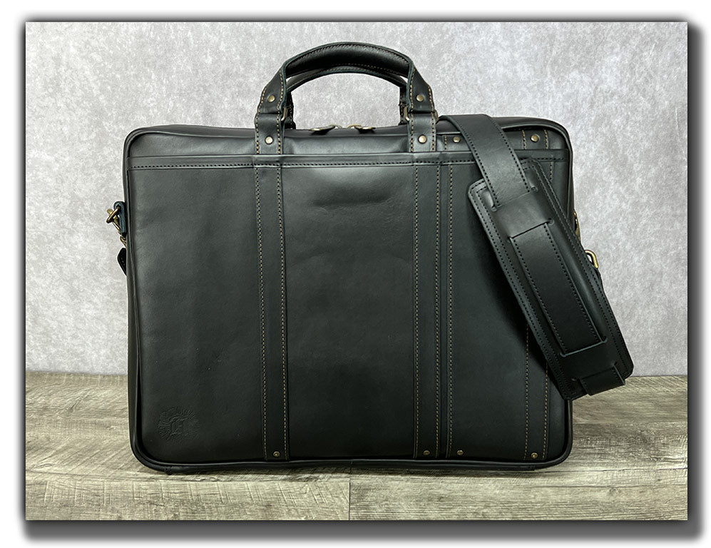 Large 17-inch Leather Laptop Bag for Men with Detachable Shoulder Strap